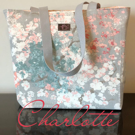 Charlotte book tote bag - handmade custom tote bag.