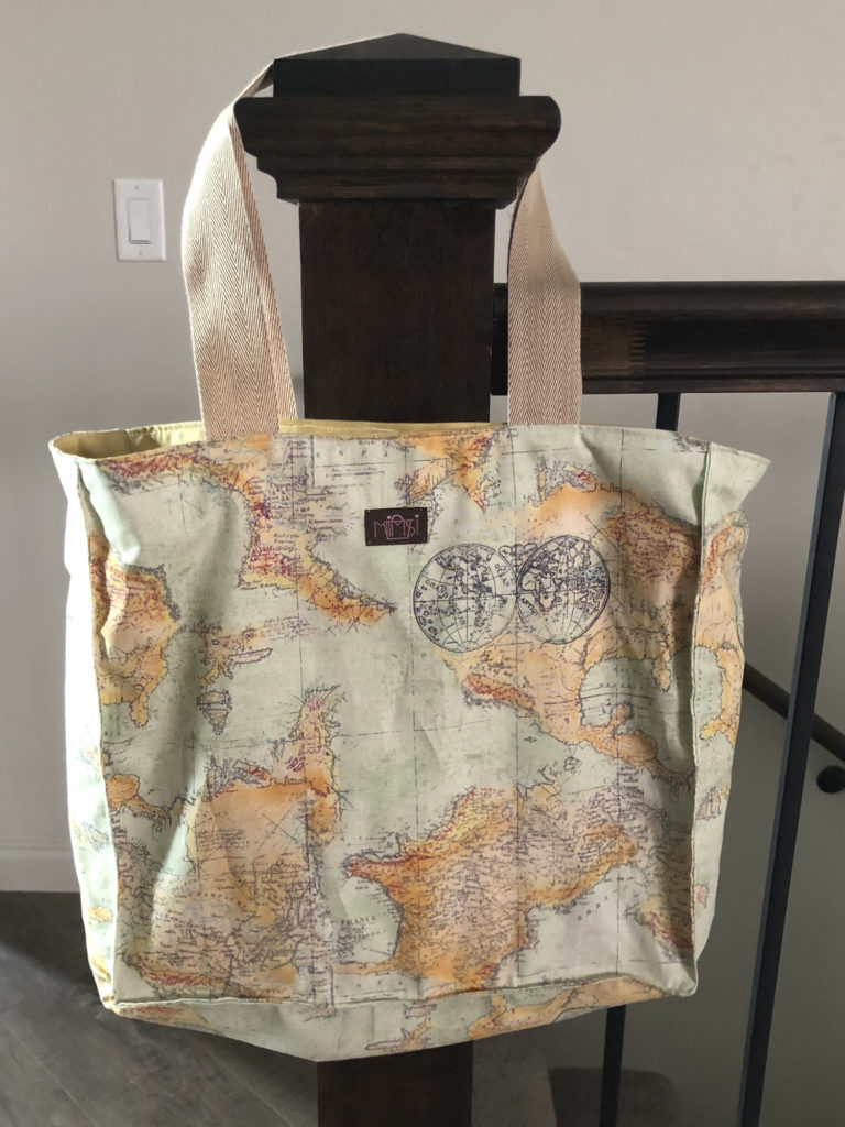 Notting Hill Shoppers Tote in Green & Yellow Map - SOLD